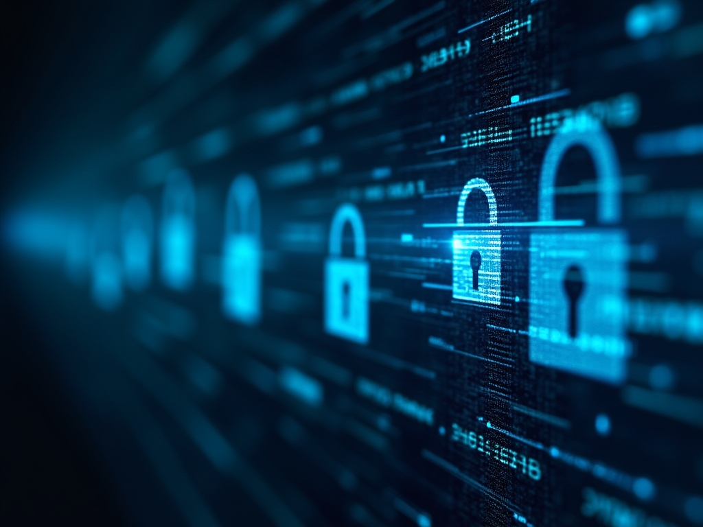 Advanced encryption technology visualization with secure data flow